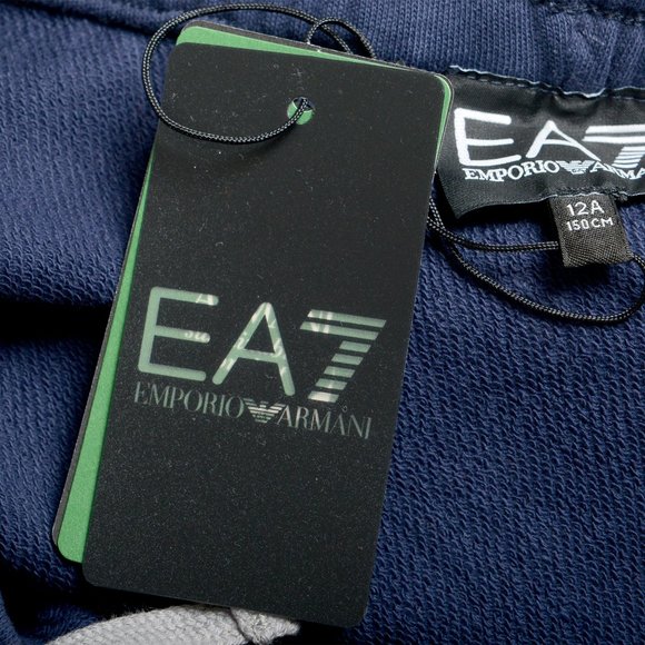 Emporio Armani EA7 Boys Navy Blue Logo Print Track Sweat Pants - Picture 5 of 6